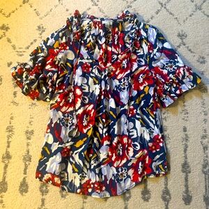 Anthropologie Floral Blouse with Ruffles